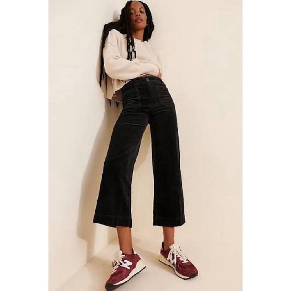 Maeve Colette Black Corduroy Wide Leg Pants Plus Size 24W